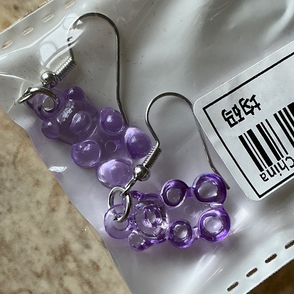 Gummy BearPurple Beaded Earrings